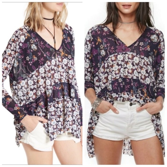 Free People Isabelle Tunic Top Floral Boho Small - Picture 2 of 8